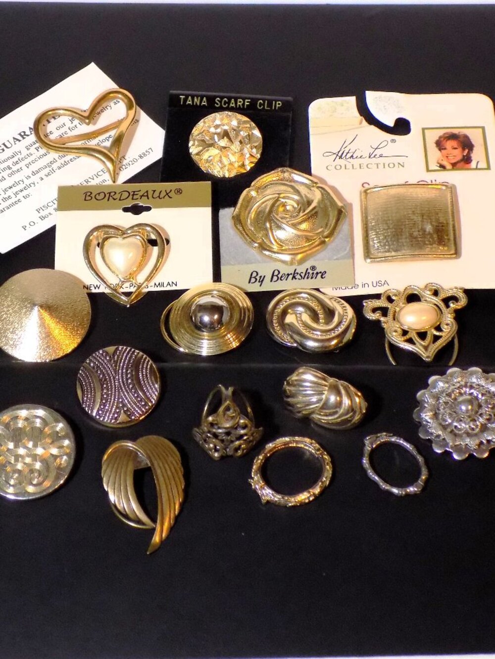 Lot 17 Vintage Metal Scarf Clips & Rings Bundle.  Signed W. Germany, Jeri-Lou